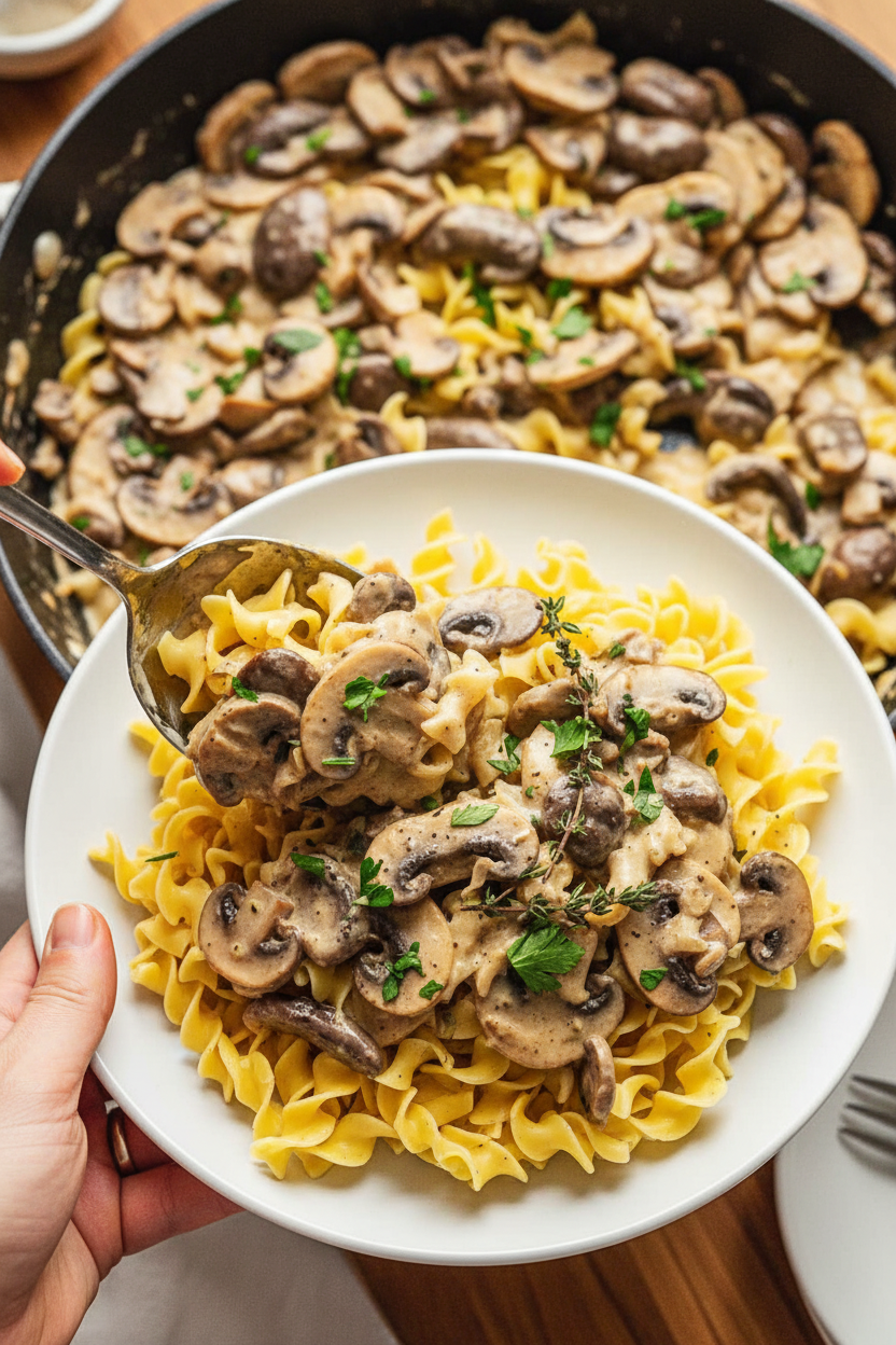 Creamy Mushroom Stroganoff (Vegetarian)