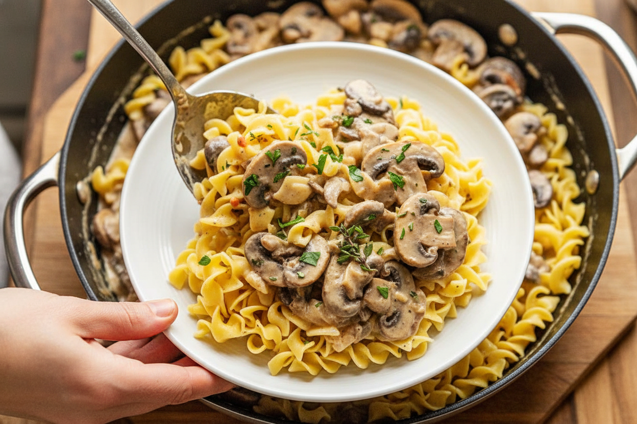 Vegetarian Creamy Mushroom Stroganoff Recipe