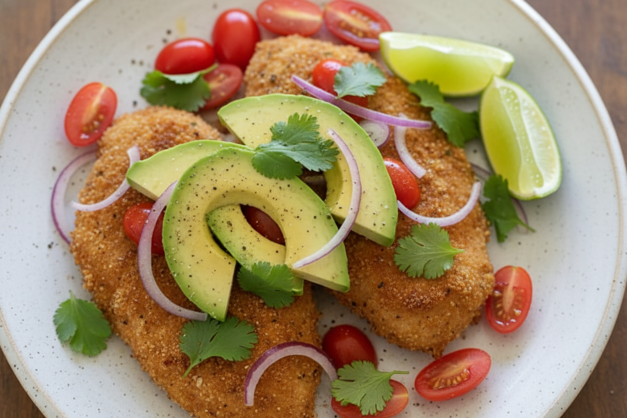 Breaded Chicken Cutlets with Deconstructed Guacamole