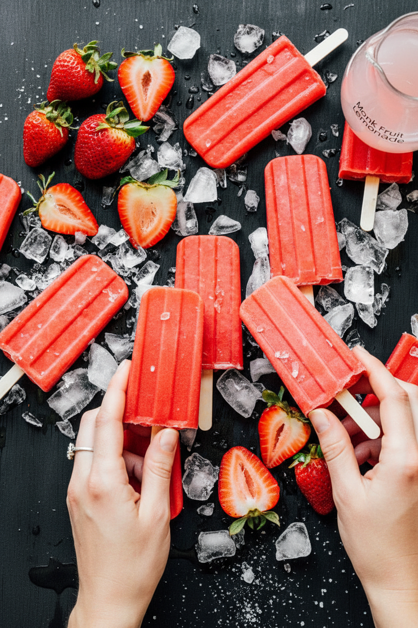 Sugar-Free Strawberry Popsicles (3 Ingredients)