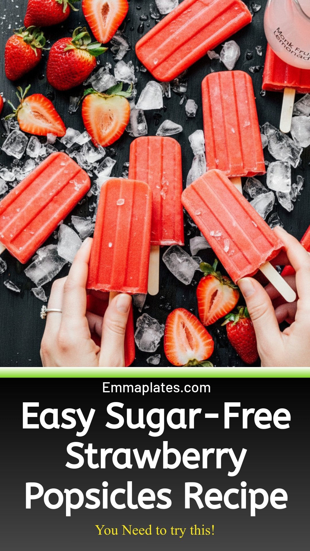 Sugar-Free Strawberry Popsicles (3 Ingredients)