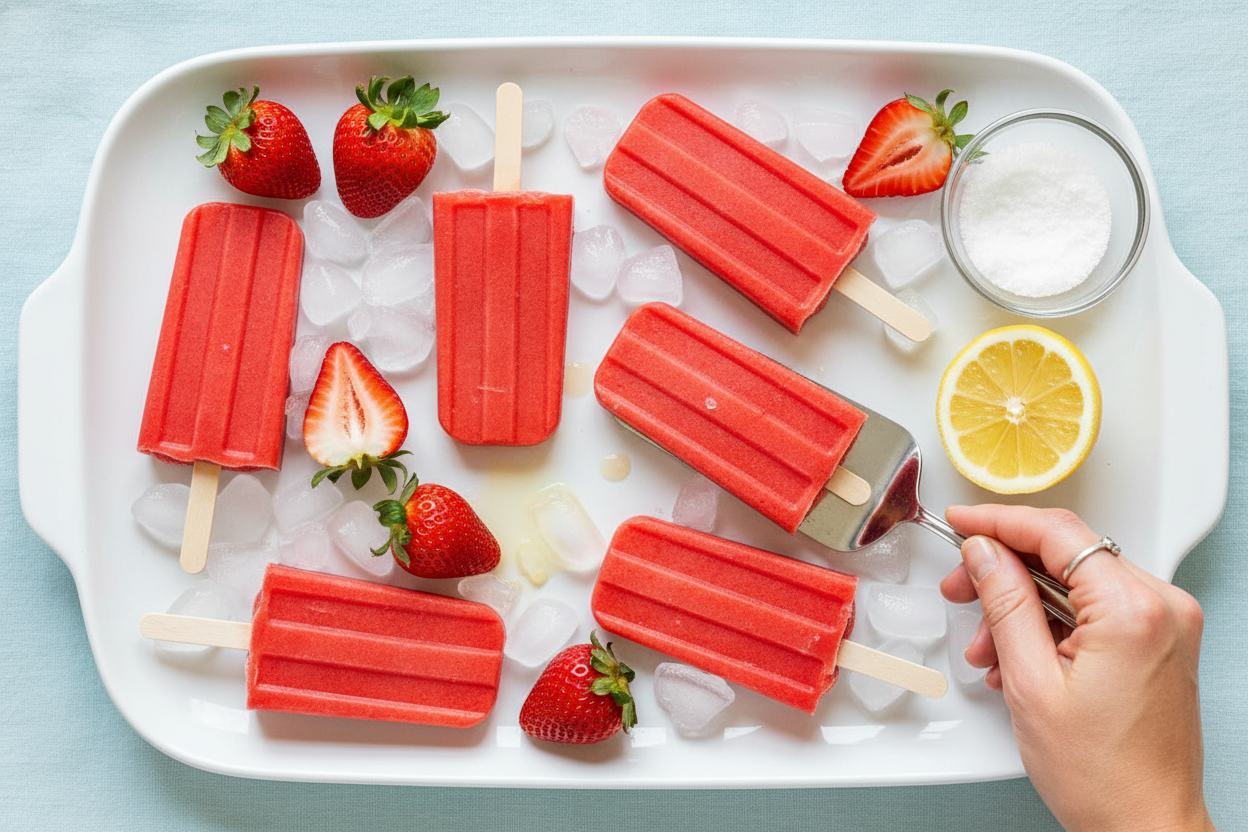 Sugar-Free Strawberry Popsicles (3 Ingredients)