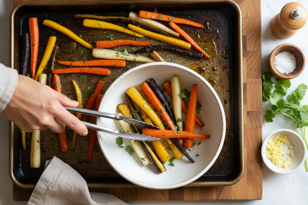 Roasted Rainbow Carrots with Ginger