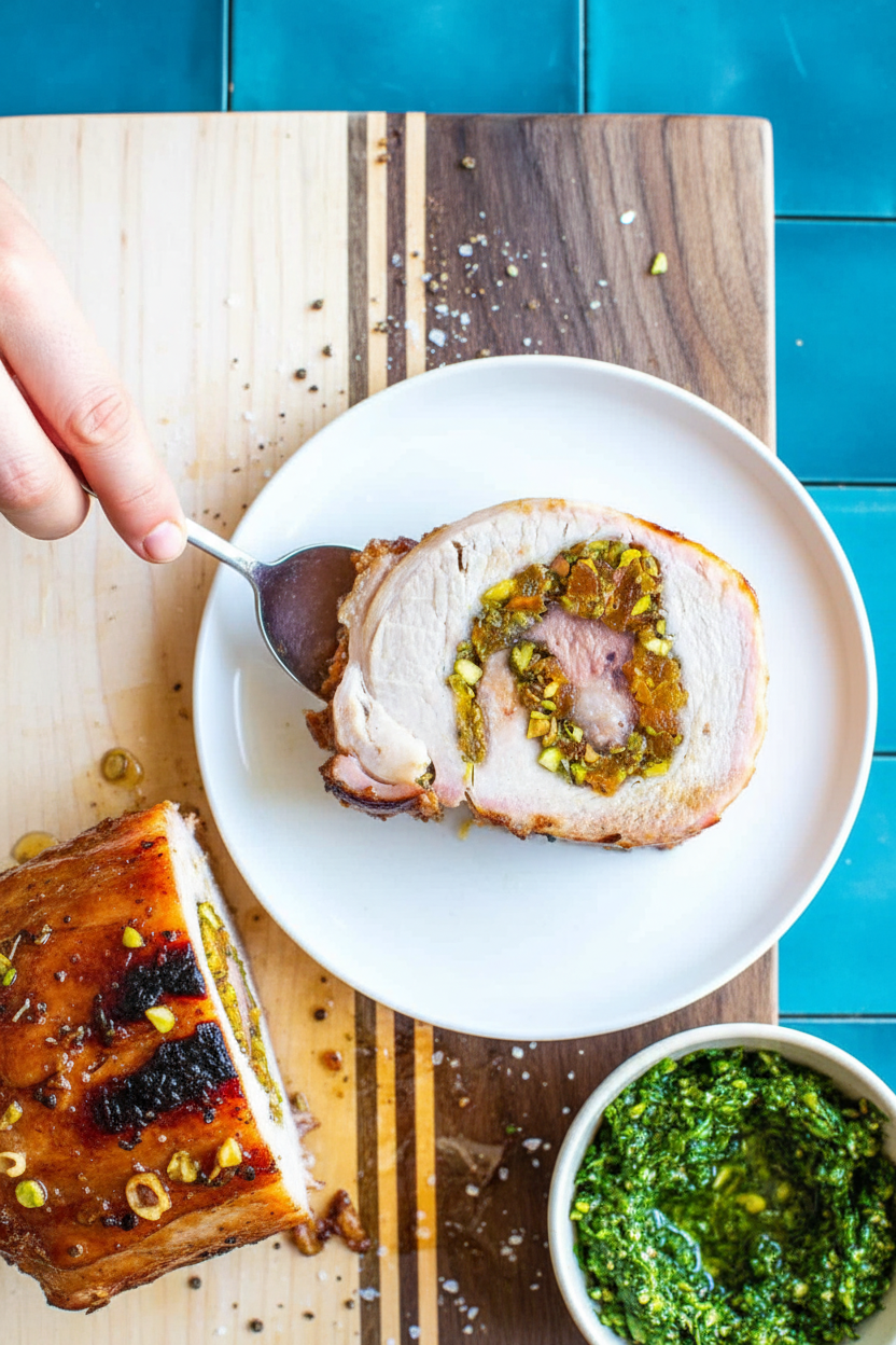 Pistachio-Apricot Stuffed Grilled Pork Loin Recipe