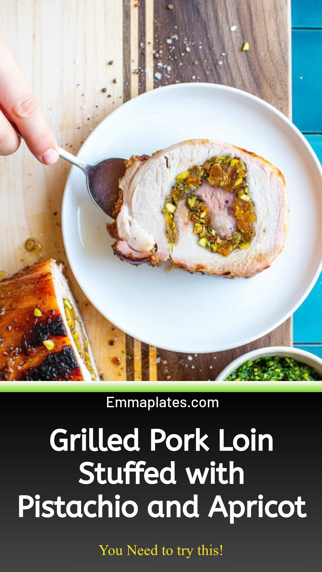 Pistachio-Apricot Stuffed Grilled Pork Loin Recipe