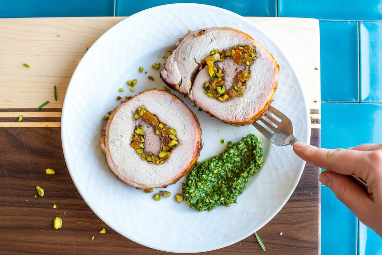 Grilled Pork Loin Stuffed with Pistachio and Apricot