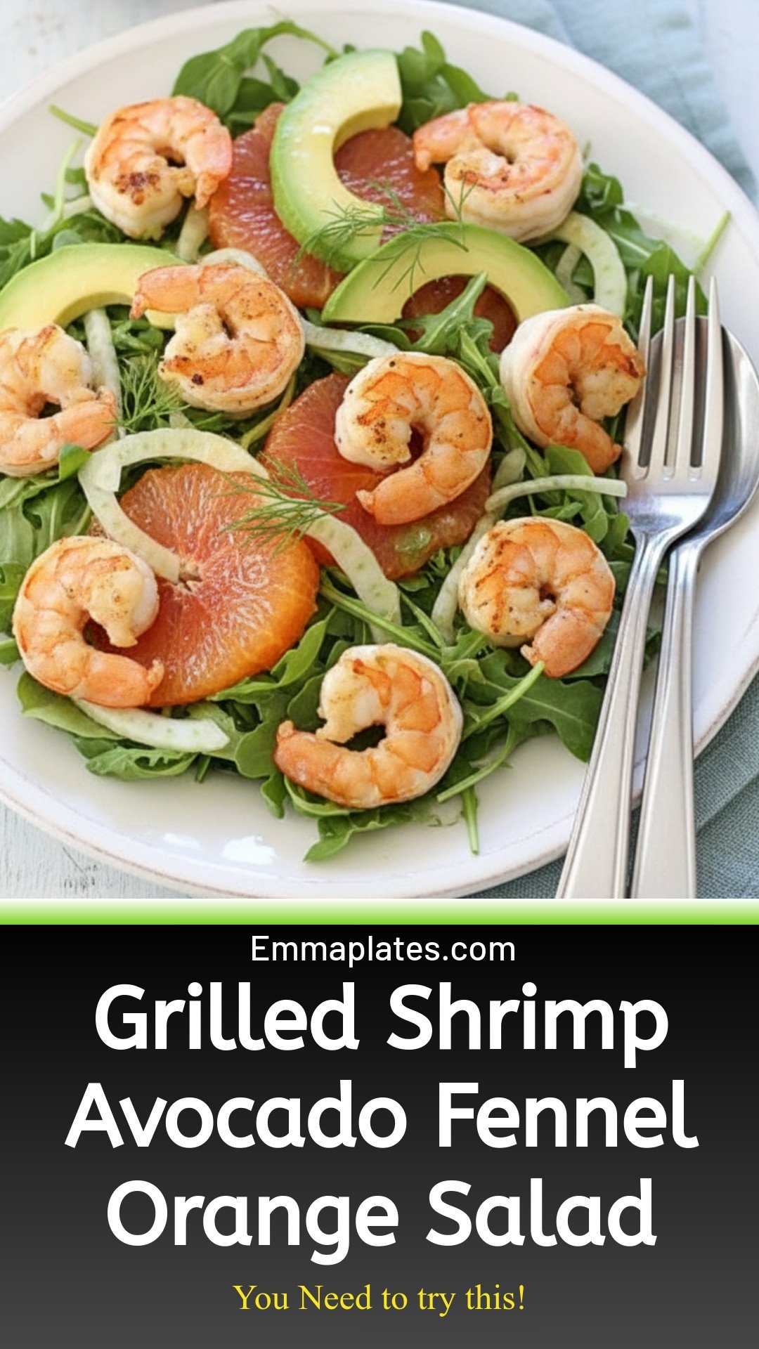 Grilled Shrimp Avocado Fennel and Orange Salad