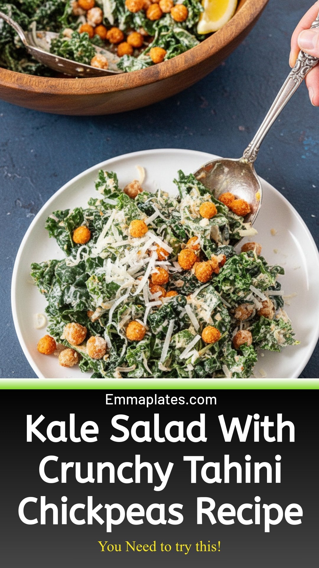 Kale Salad With Crunchy Tahini Chickpeas