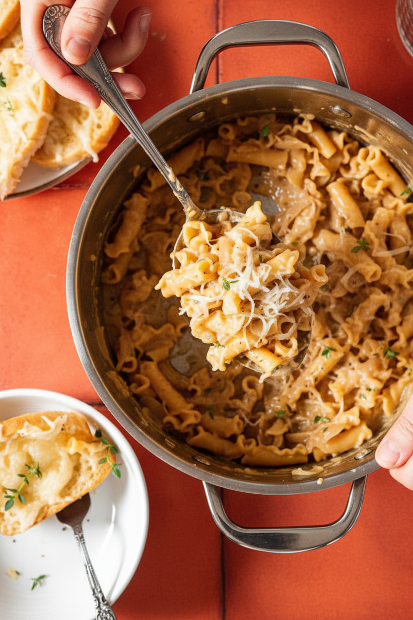 One Pot French Onion Pasta (Vegetarian)
