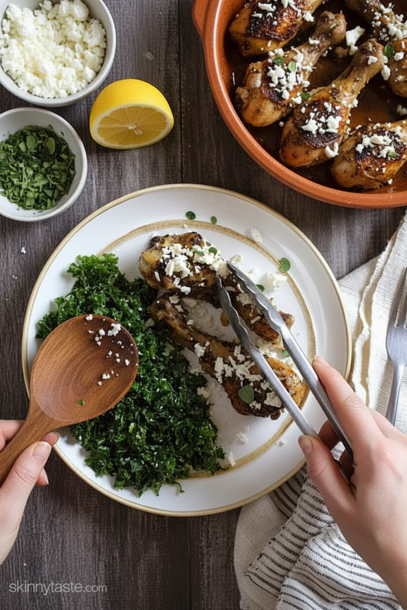Slow Cooker Lemon Feta Chicken Drumsticks