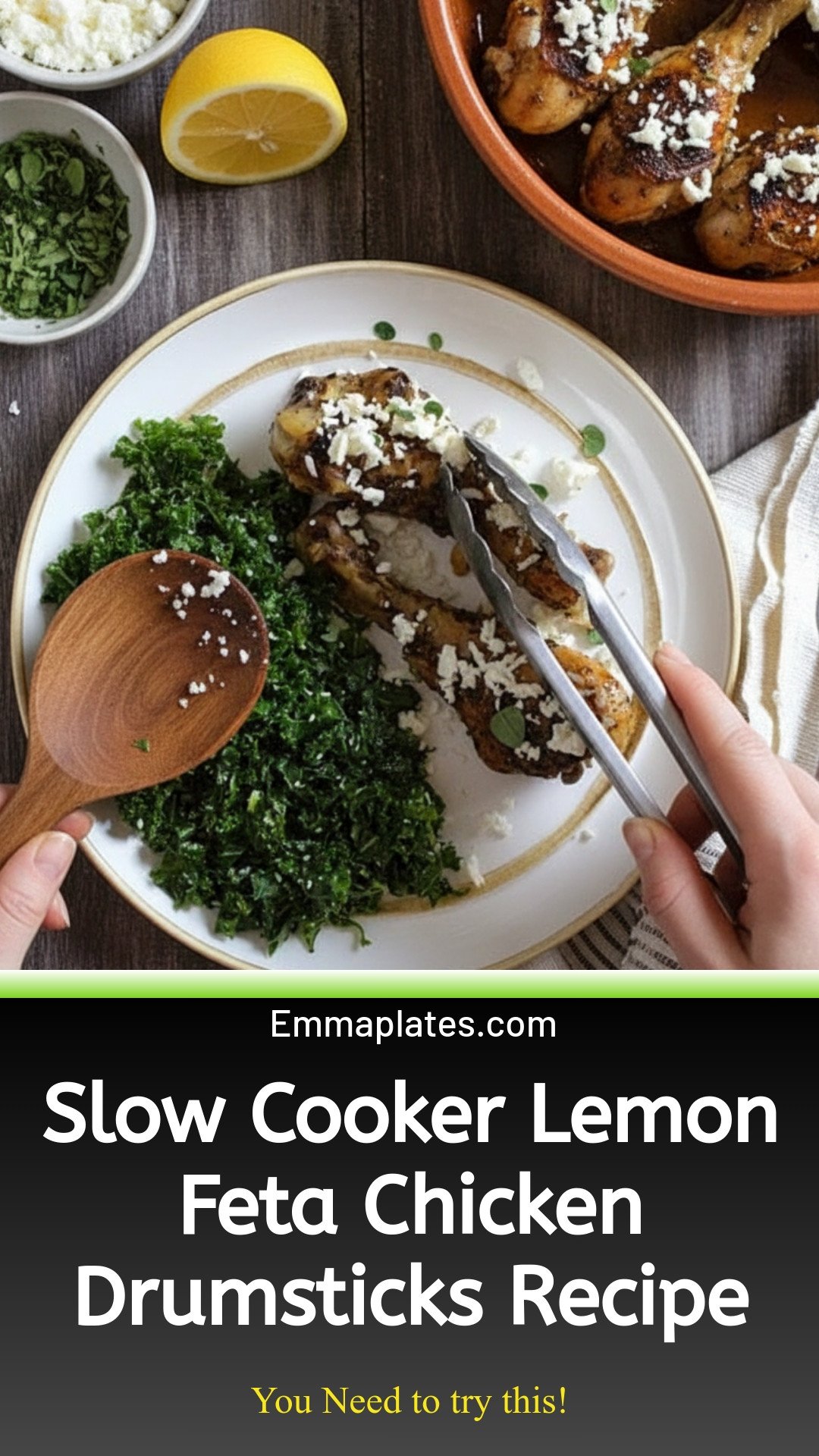 Slow Cooker Lemon Feta Chicken Drumsticks