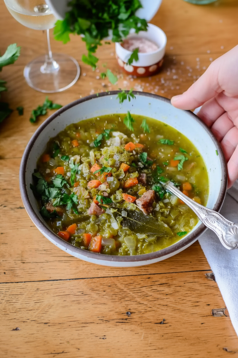Slow Cooker Split Pea Soup with Ham and Potatoes