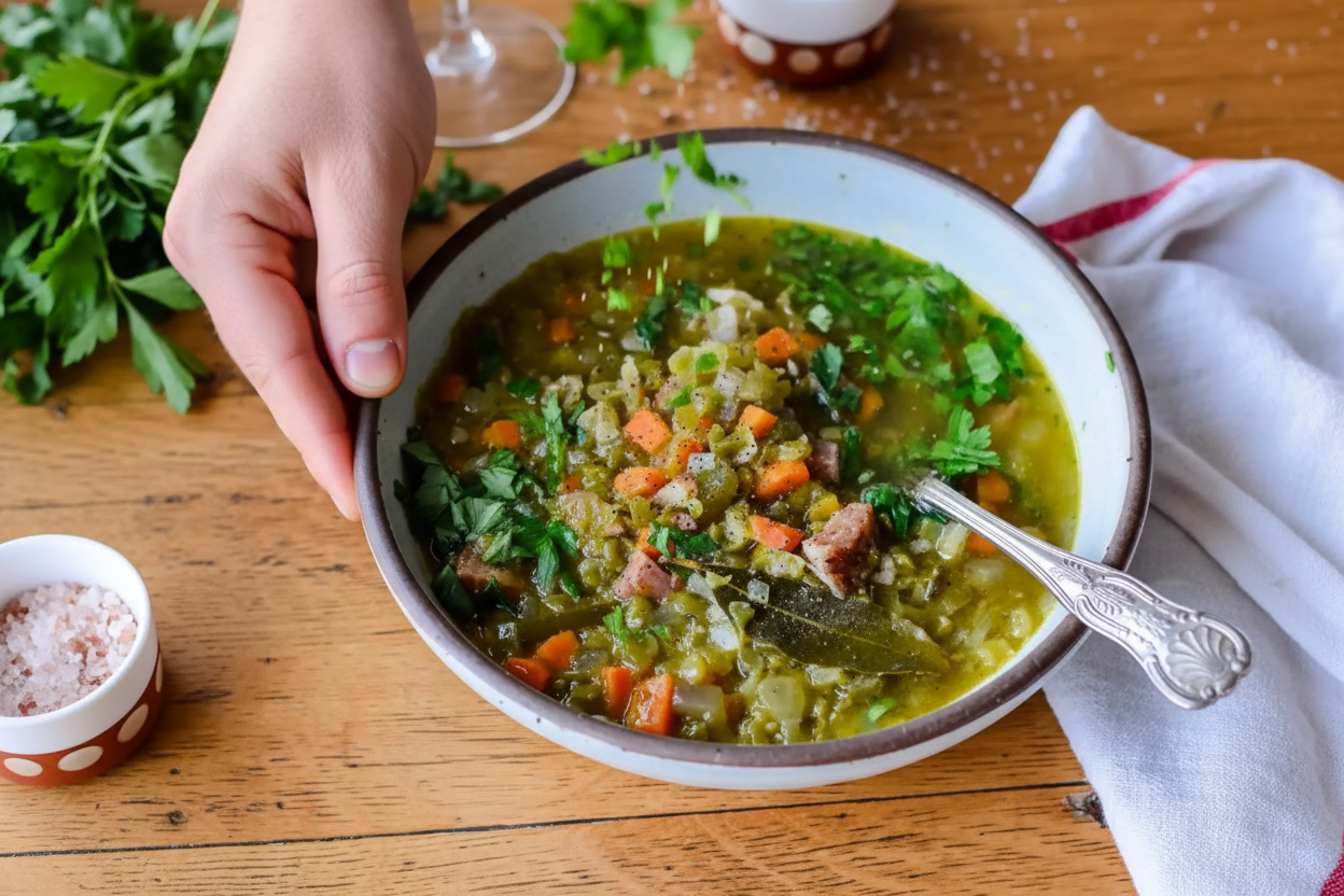 Slow Cooker Split Pea Soup with Ham and Potatoes