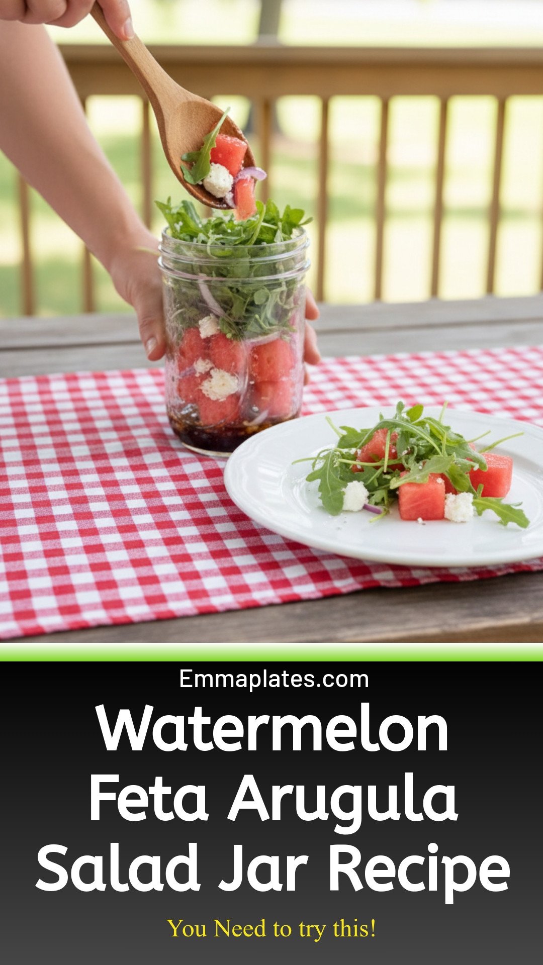 Watermelon Feta Arugula Salad in Jars