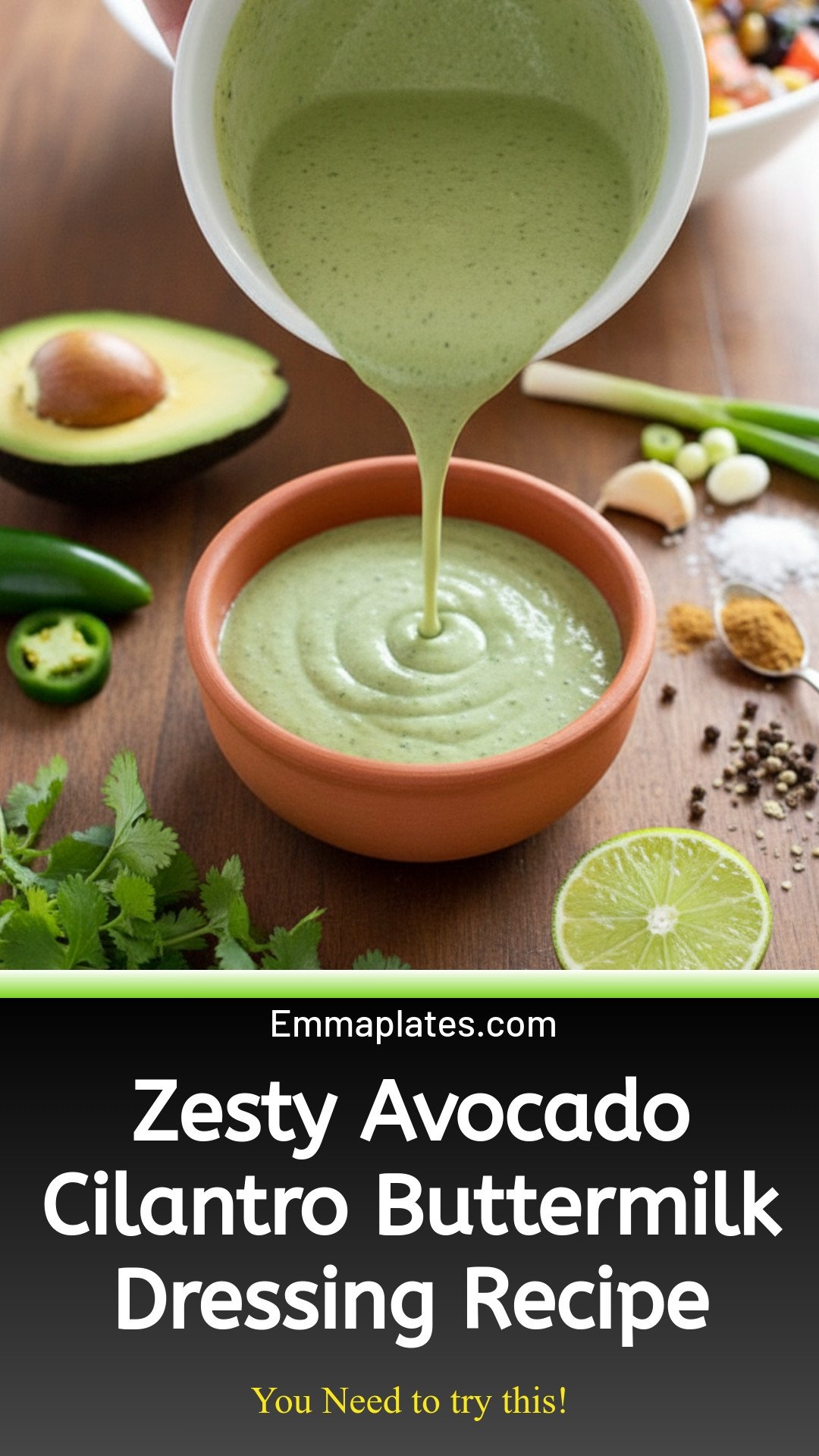 Zesty Avocado Cilantro Buttermilk Dressing
