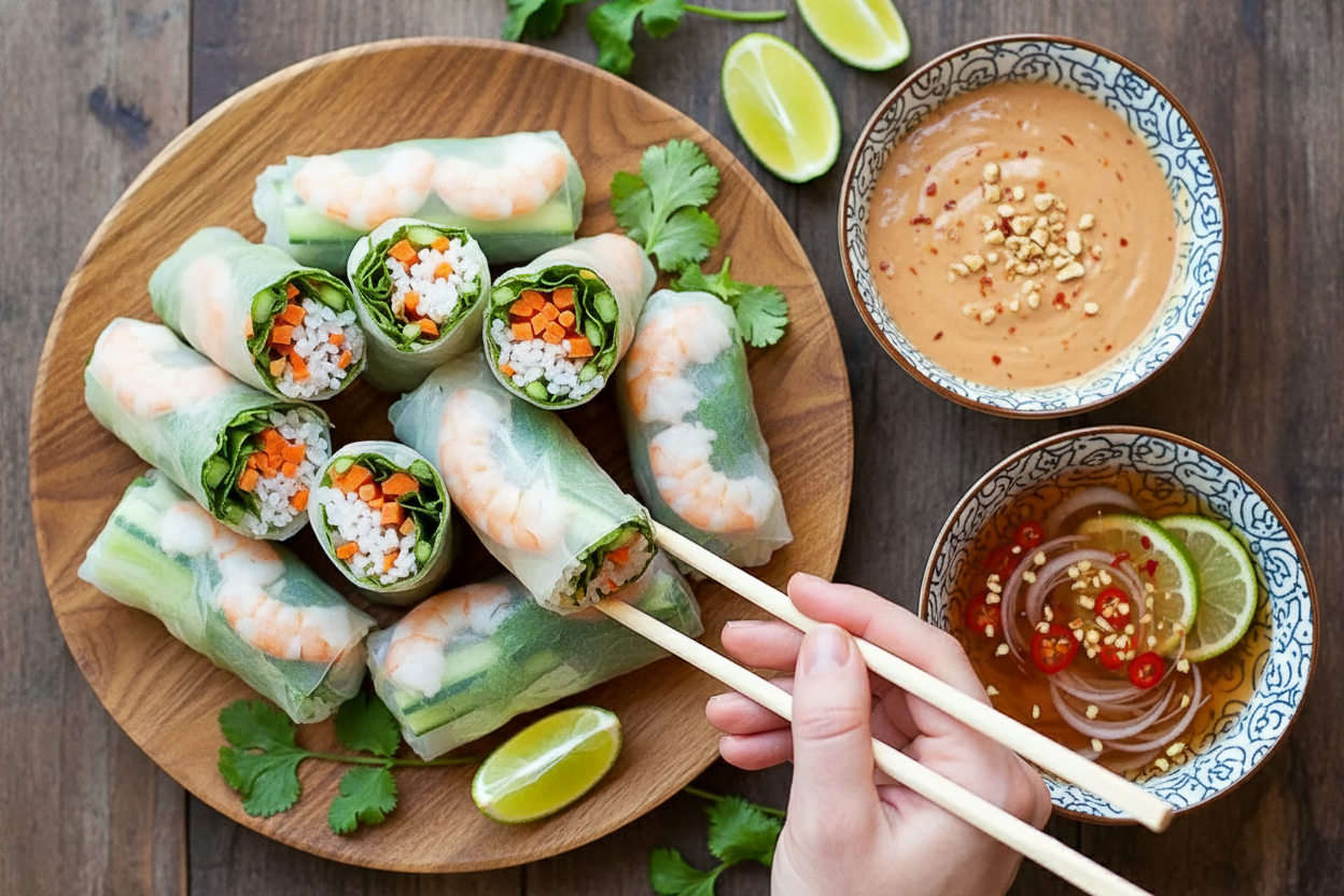 Vietnamese Spring Rolls with the Best Dipping Sauce