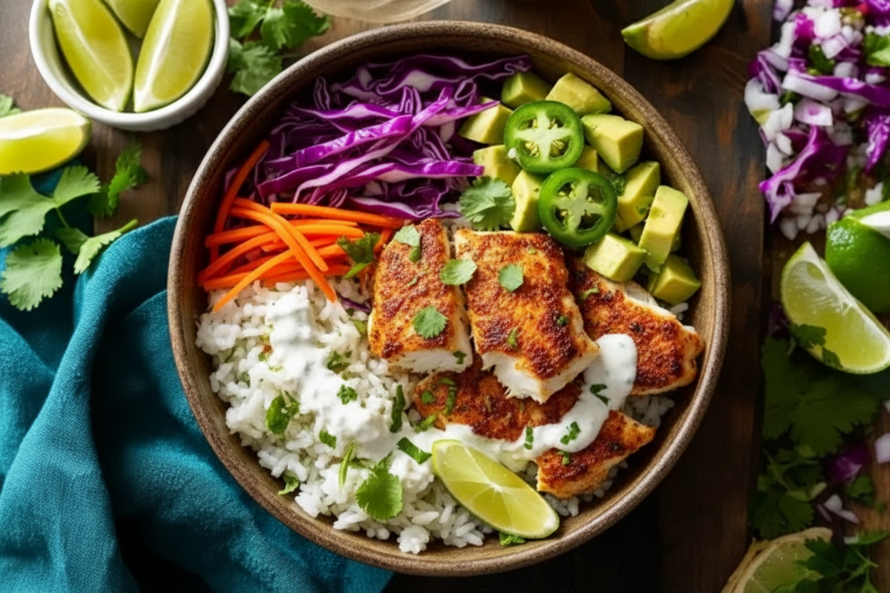 Baja Fish Taco Bowls: A Sunny Beach Feast in Every Bite: Baja Fish Taco Bowls A Beach Feast