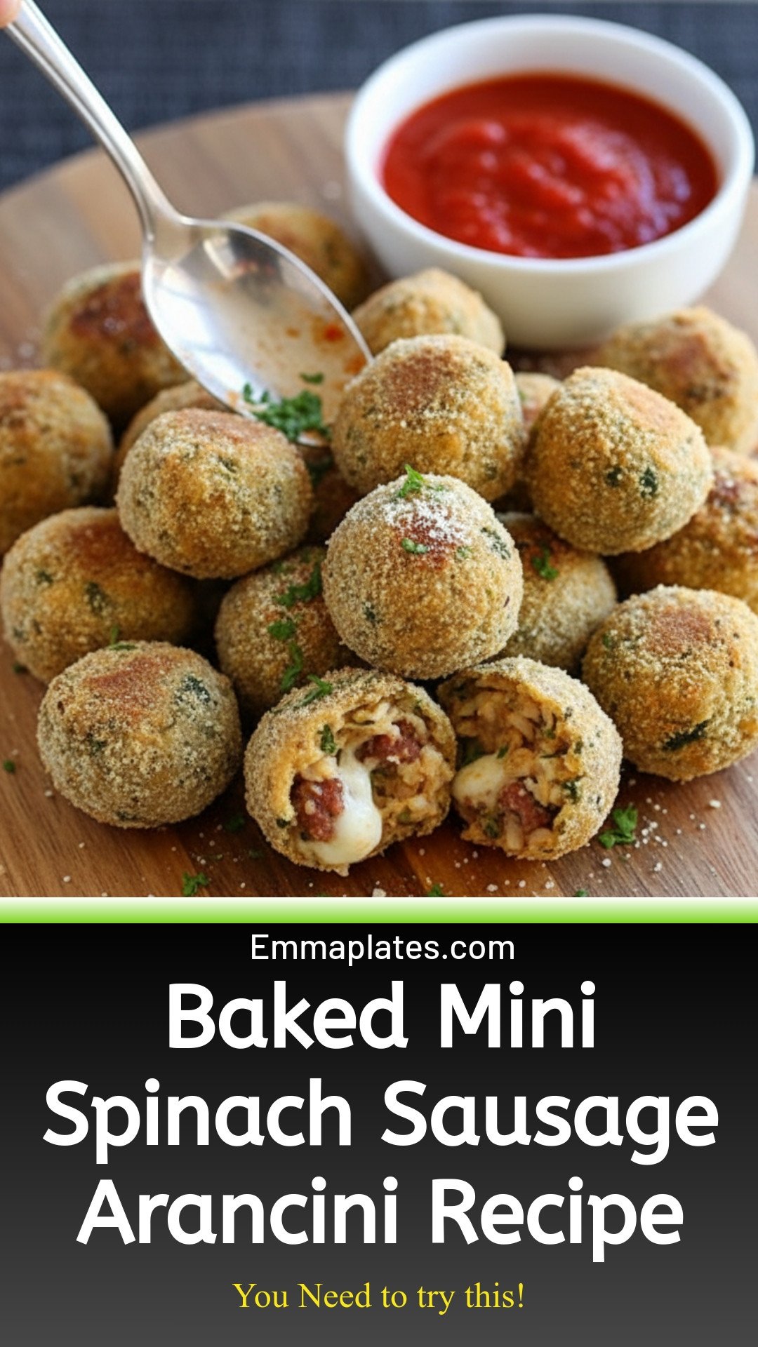 Baked Mini Spinach and Sausage Arancini