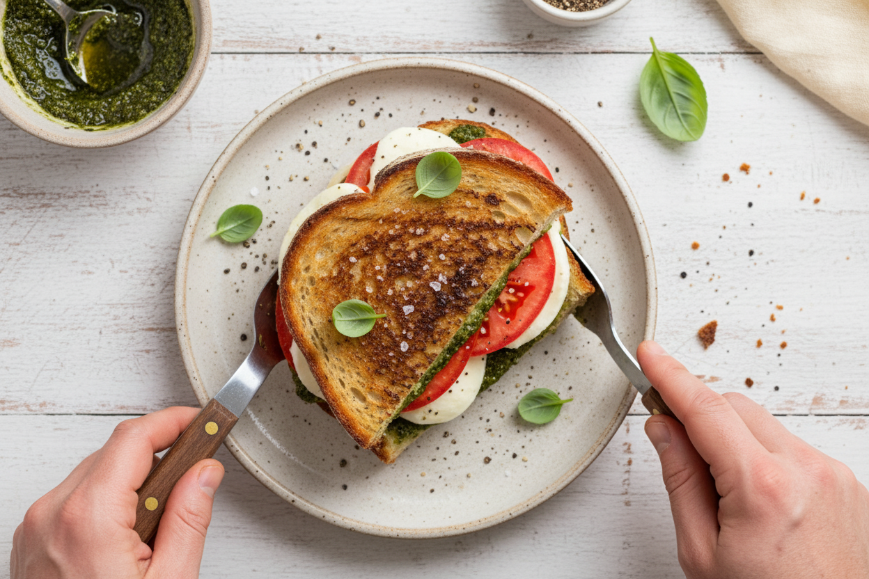 Caprese Pesto Panini Cheese: Caprese Pesto Panini Grilled Cheese Sandwich