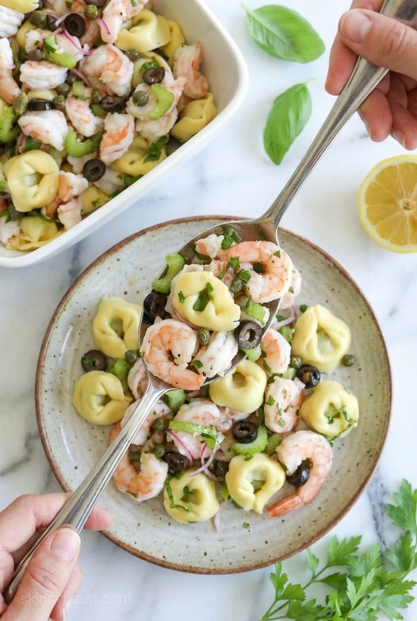 Chilled Italian Shrimp Tortellini Pasta Salad