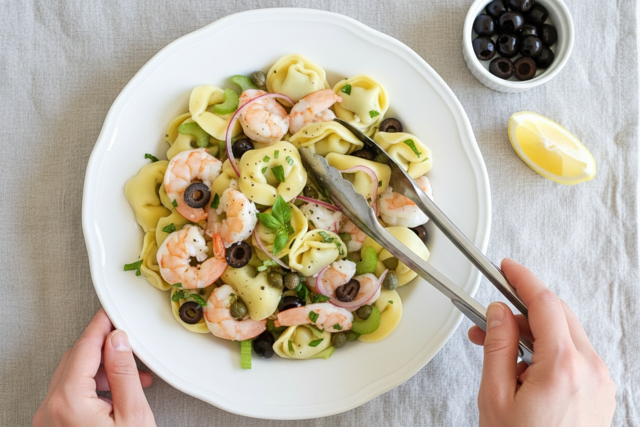 Chilled Italian Shrimp Tortellini Pasta Salad Recipe
