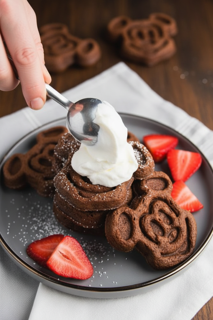 Chocolate Mickey Mouse Waffles
