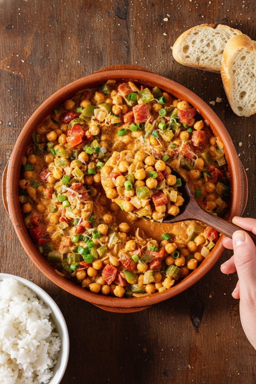 New Orleans-Style Creamy Cajun Chickpeas
