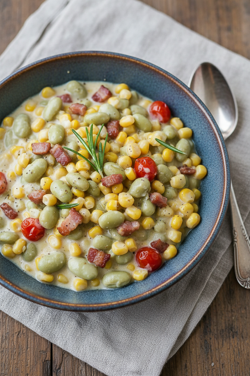 Creamy Succotash with Lima Beans and Sweet Corn Delight