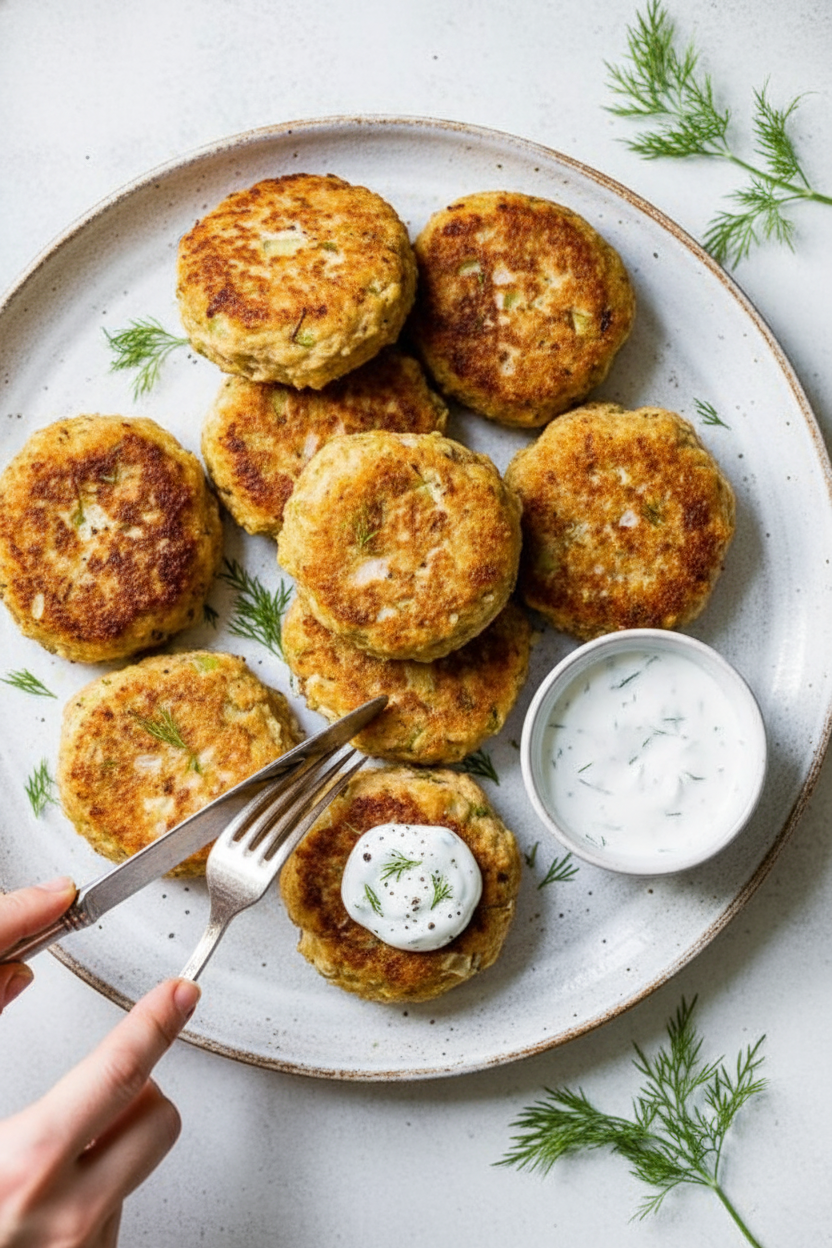 Salmon Croquettes with Dill Sauce