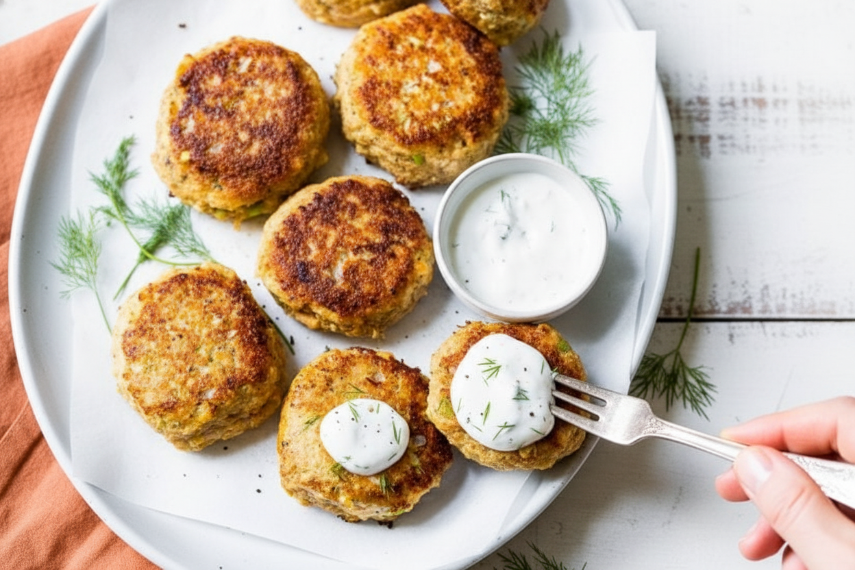 Salmon Croquettes with Dill Sauce: Crispy Salmon Croquettes with Creamy Dill Sauce