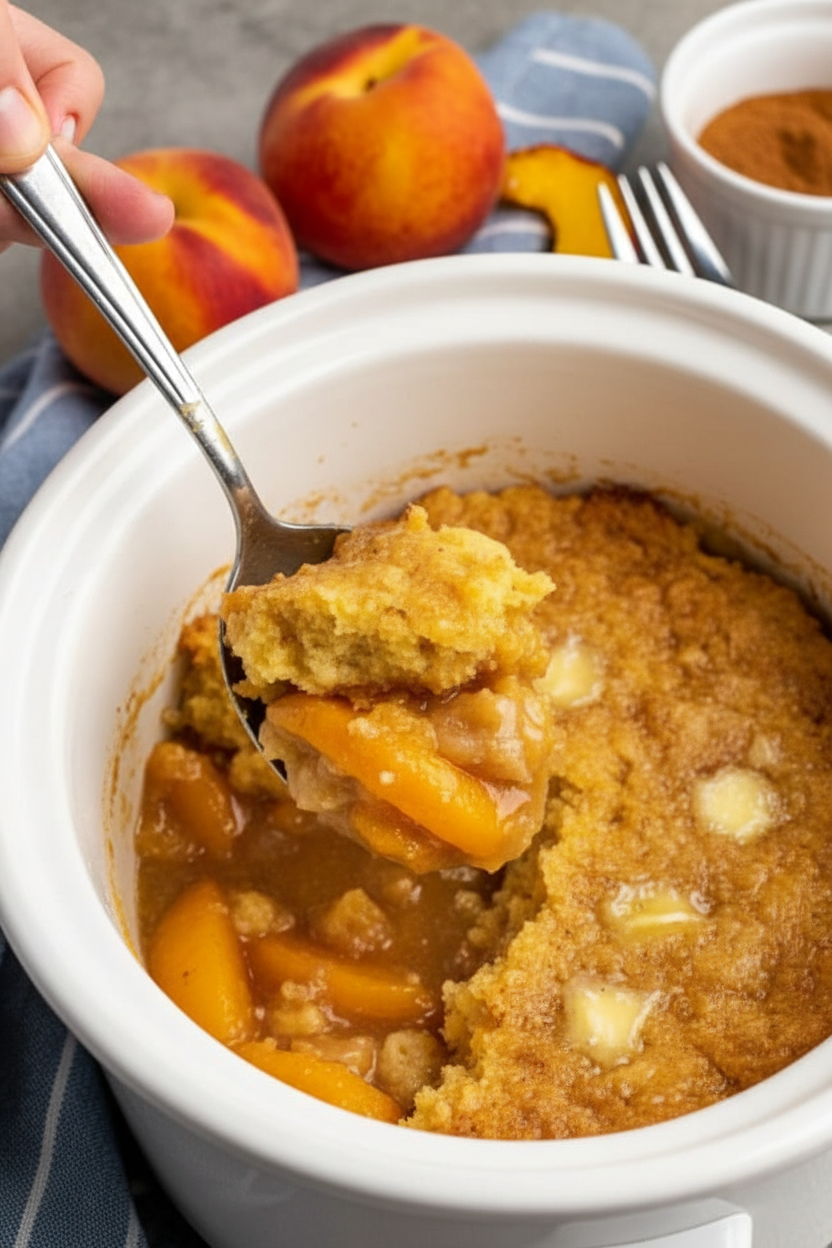 Crock Pot Peach Cobbler