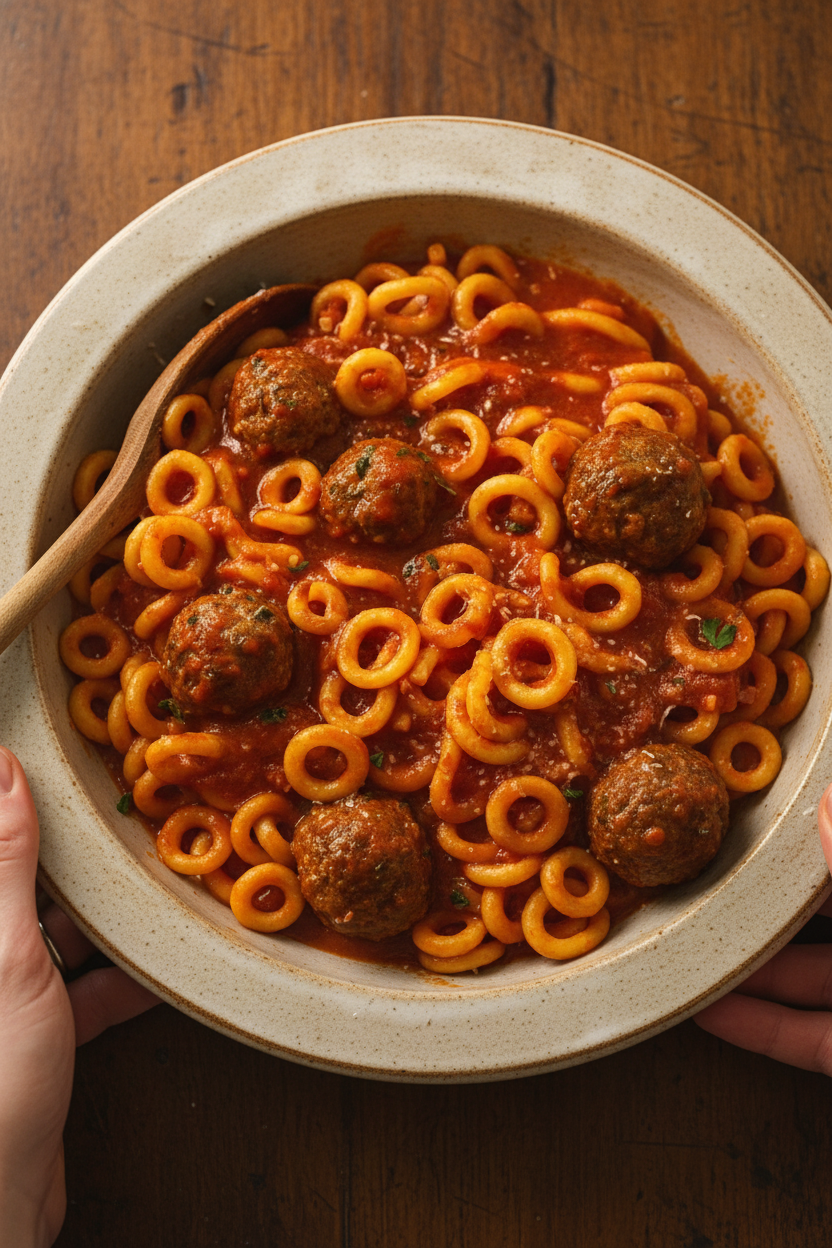 Easy Homemade Spaghetti O’s with Meatballs