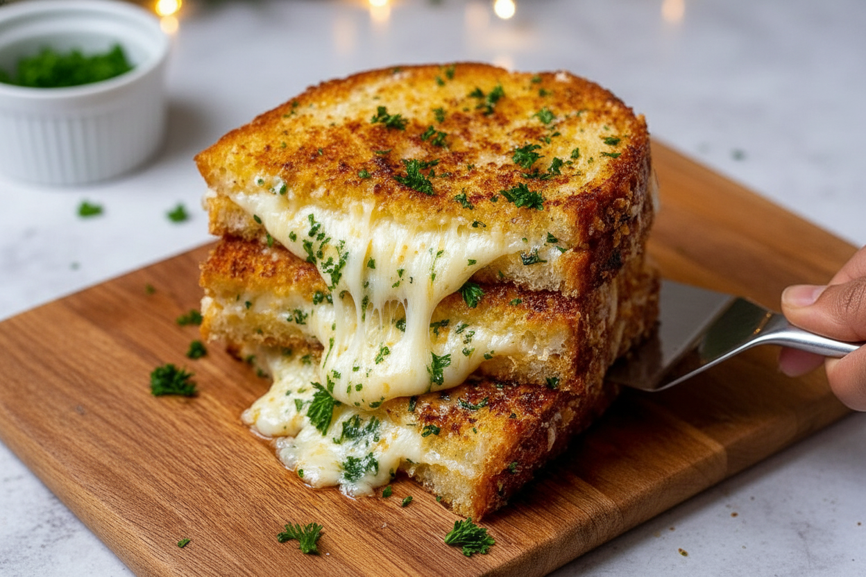 Garlic Bread Grilled Cheese Sandwich Recipe