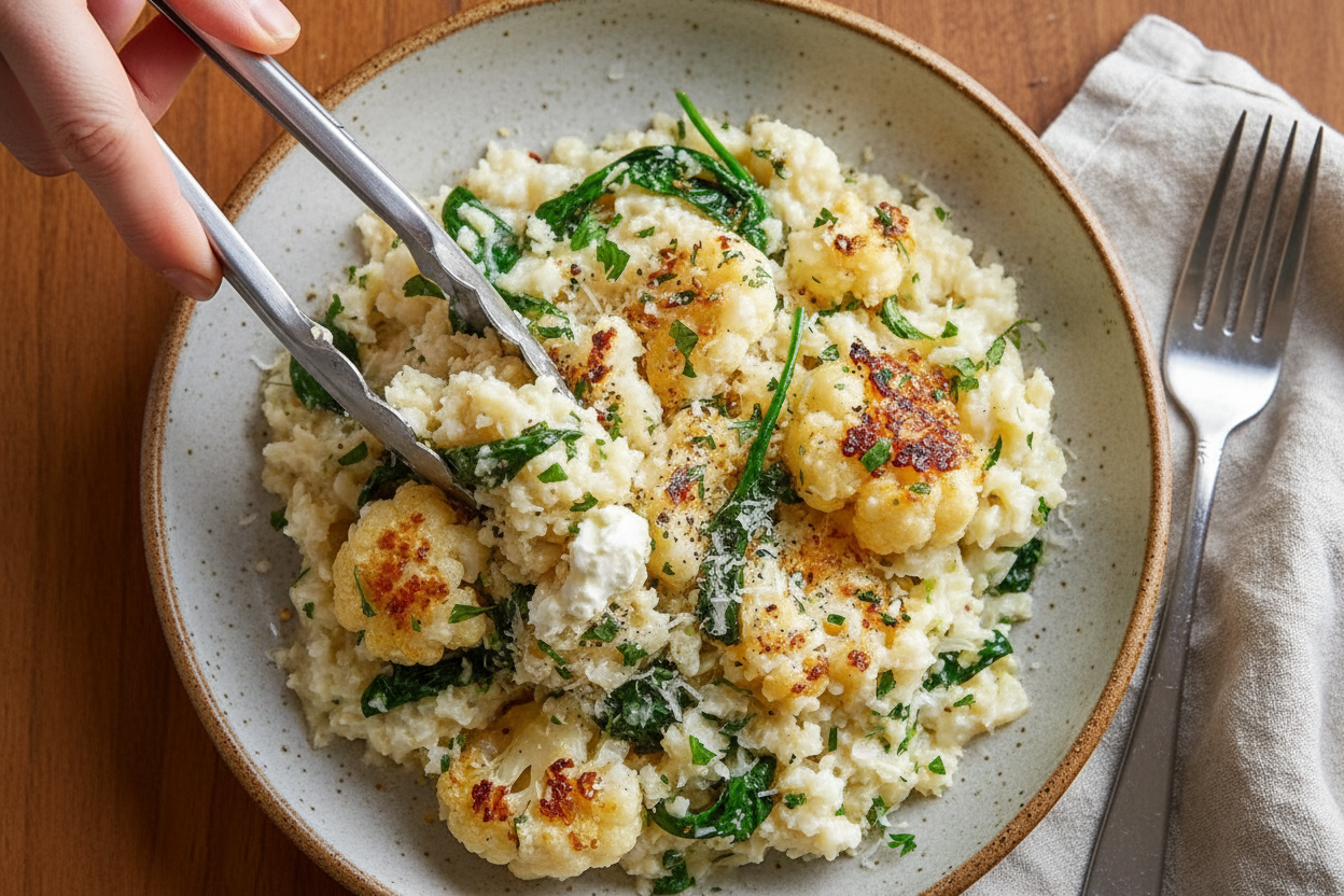 Garlic Parmesan Cauliflower Risotto: Garlic Parmesan Cauliflower Risotto Recipe