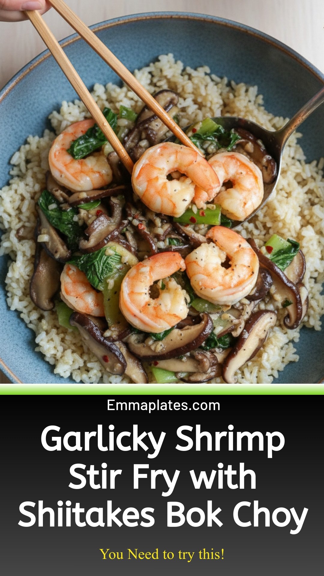 Garlicky Shrimp Stir-fry with Shiitakes and Bok Choy