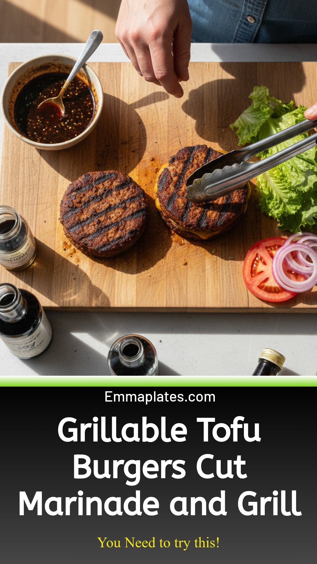 Grillable Tofu Burgers (Just Cut, Marinade, & Grill!)