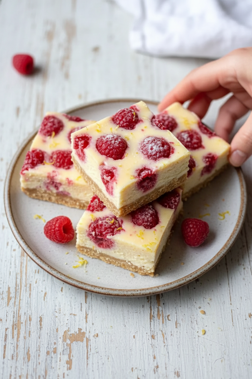 Healthy Raspberry Cheesecake Bars