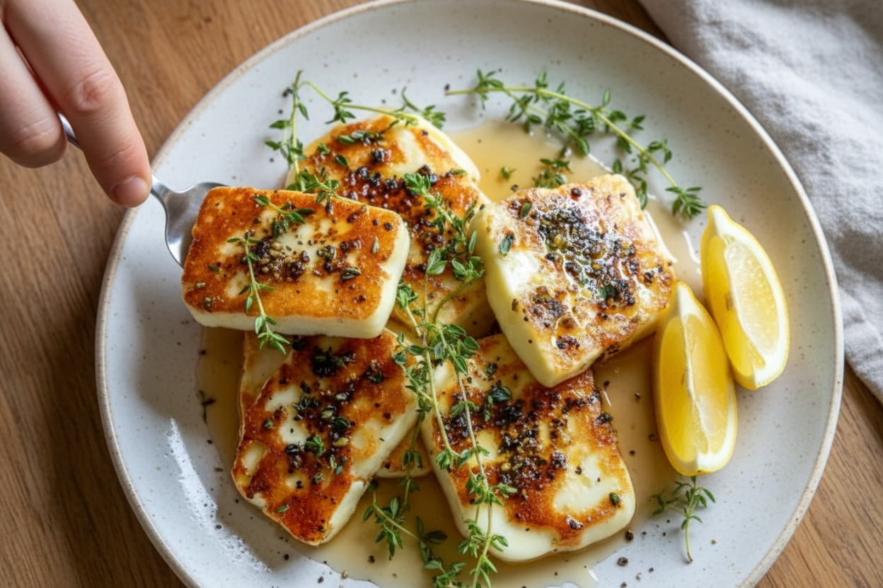 Halloumi with Honey and Thyme: Honey Thyme Halloumi A Simple Appetizer