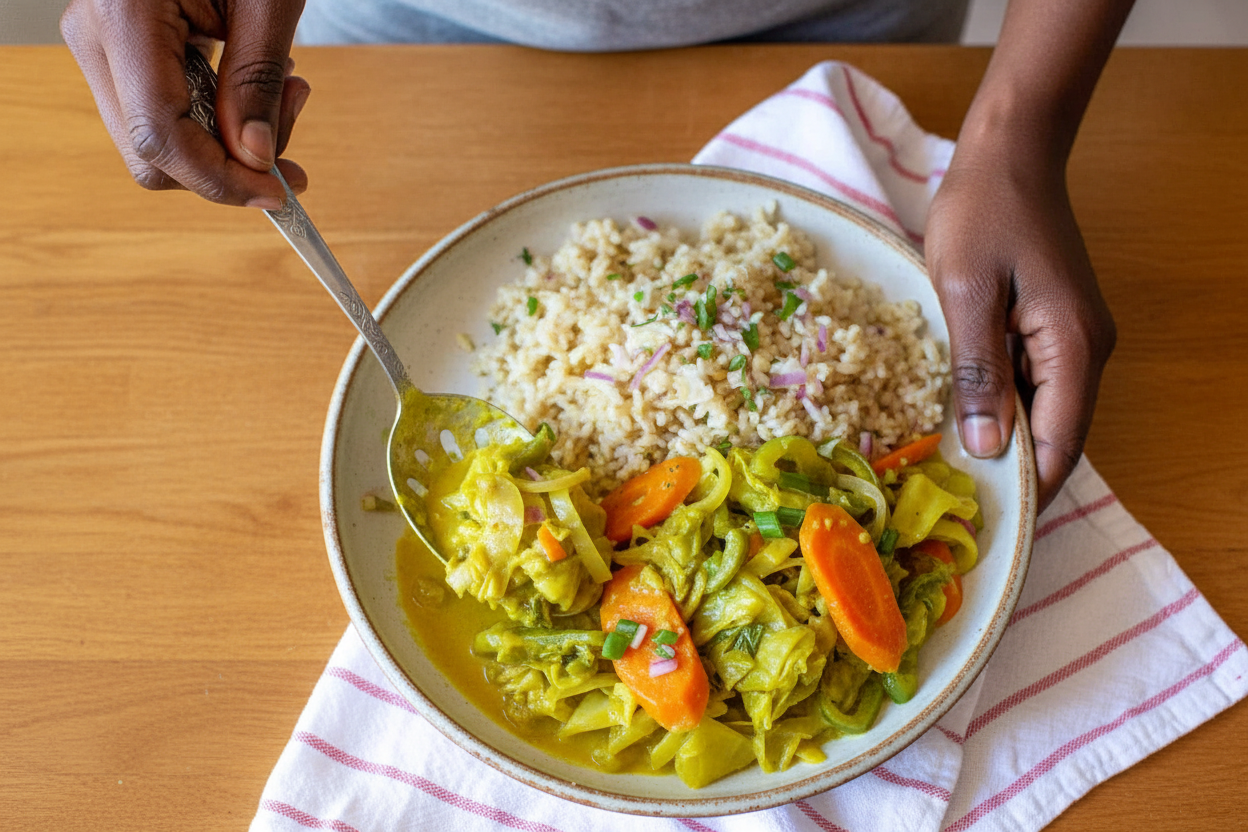 Jamaican Curried Cabbage with Coconut Milk