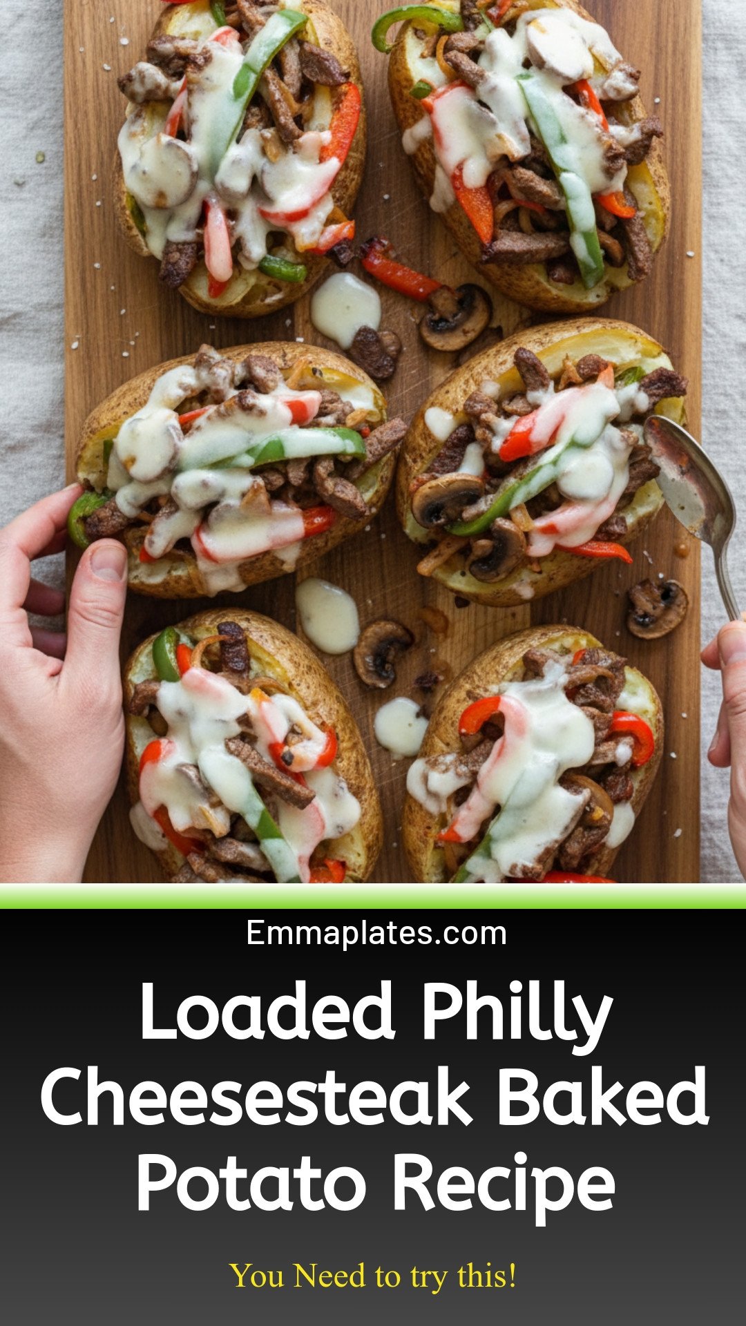 Loaded Philly Cheesesteak Baked Potato
