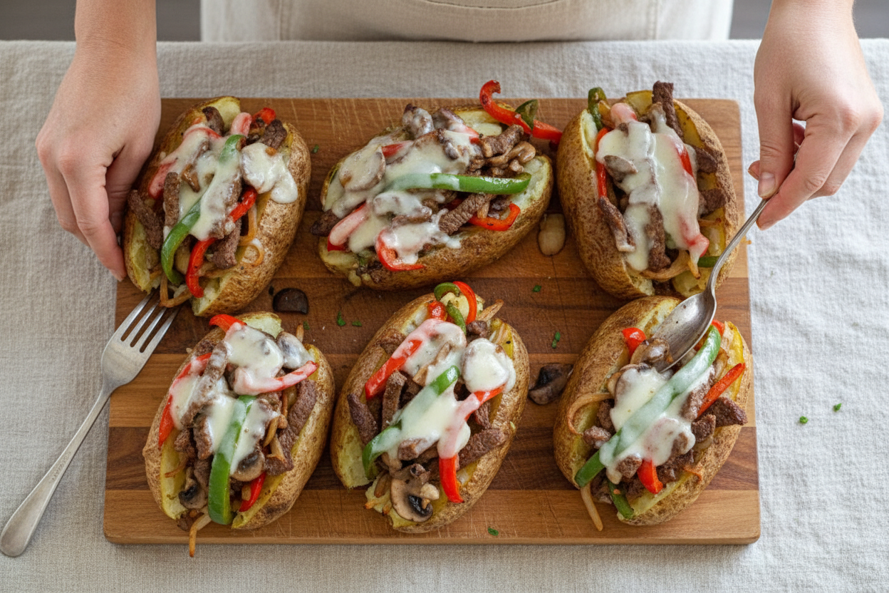 Loaded Philly Cheesesteak Baked Potato Recipe