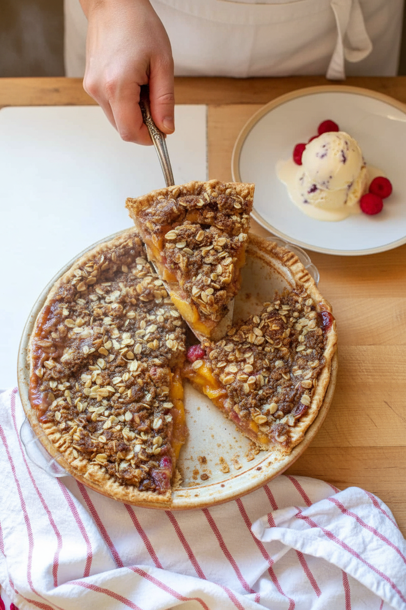 Peach and Raspberry Pie Recipe with Crumb Topping
