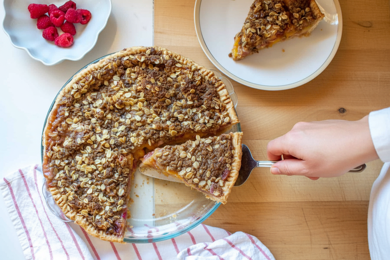 Peach and Raspberry Pie Recipe with Crumb Topping: Peach Raspberry Pie with Crumb Topping