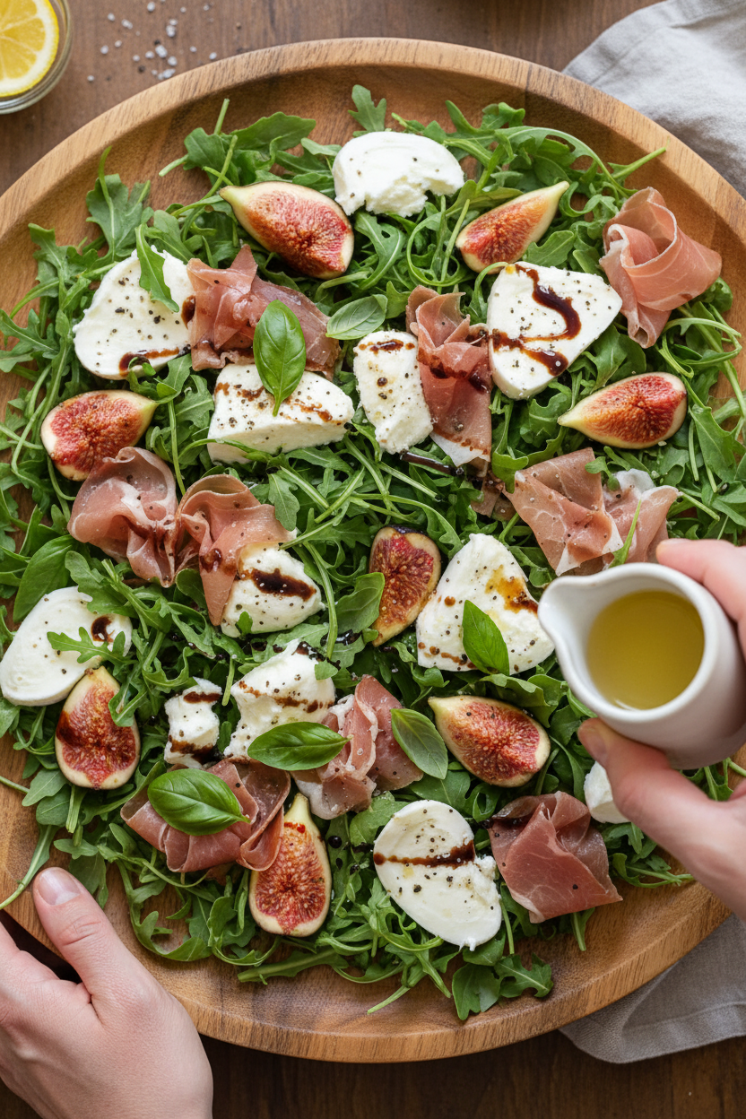Prosciutto, Mozzarella and Fig Salad with Arugula
