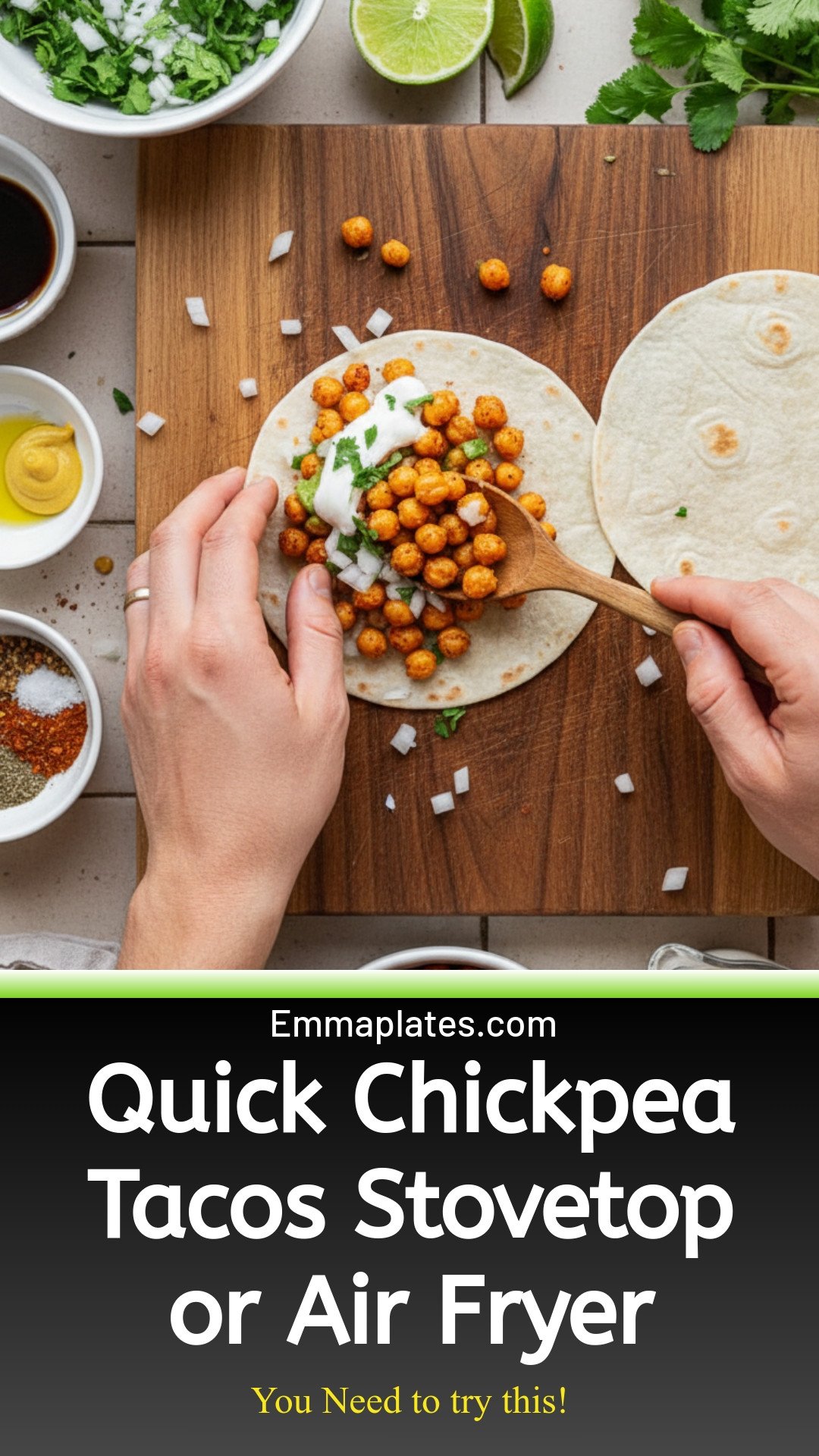 15-Minute Chickpea Tacos (Stovetop or Air Fryer)