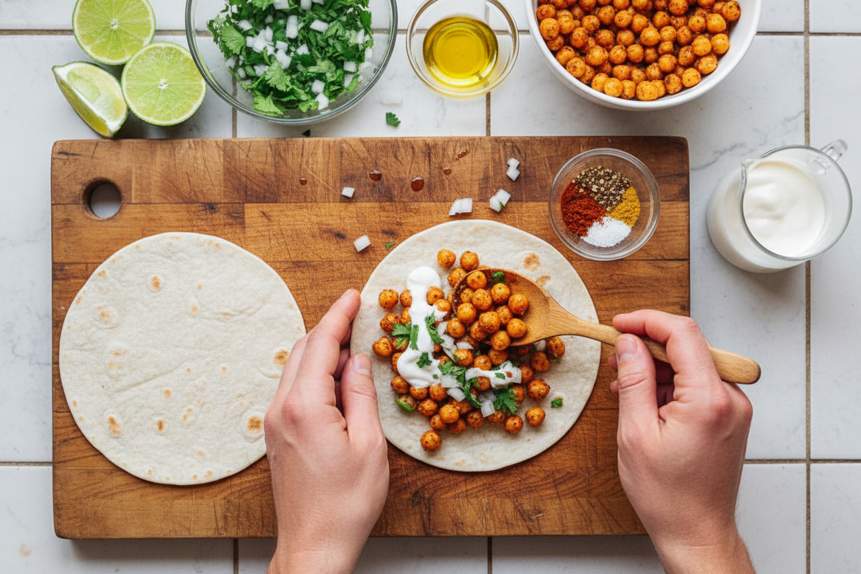 Quick Chickpea Tacos Stovetop or Air Fryer