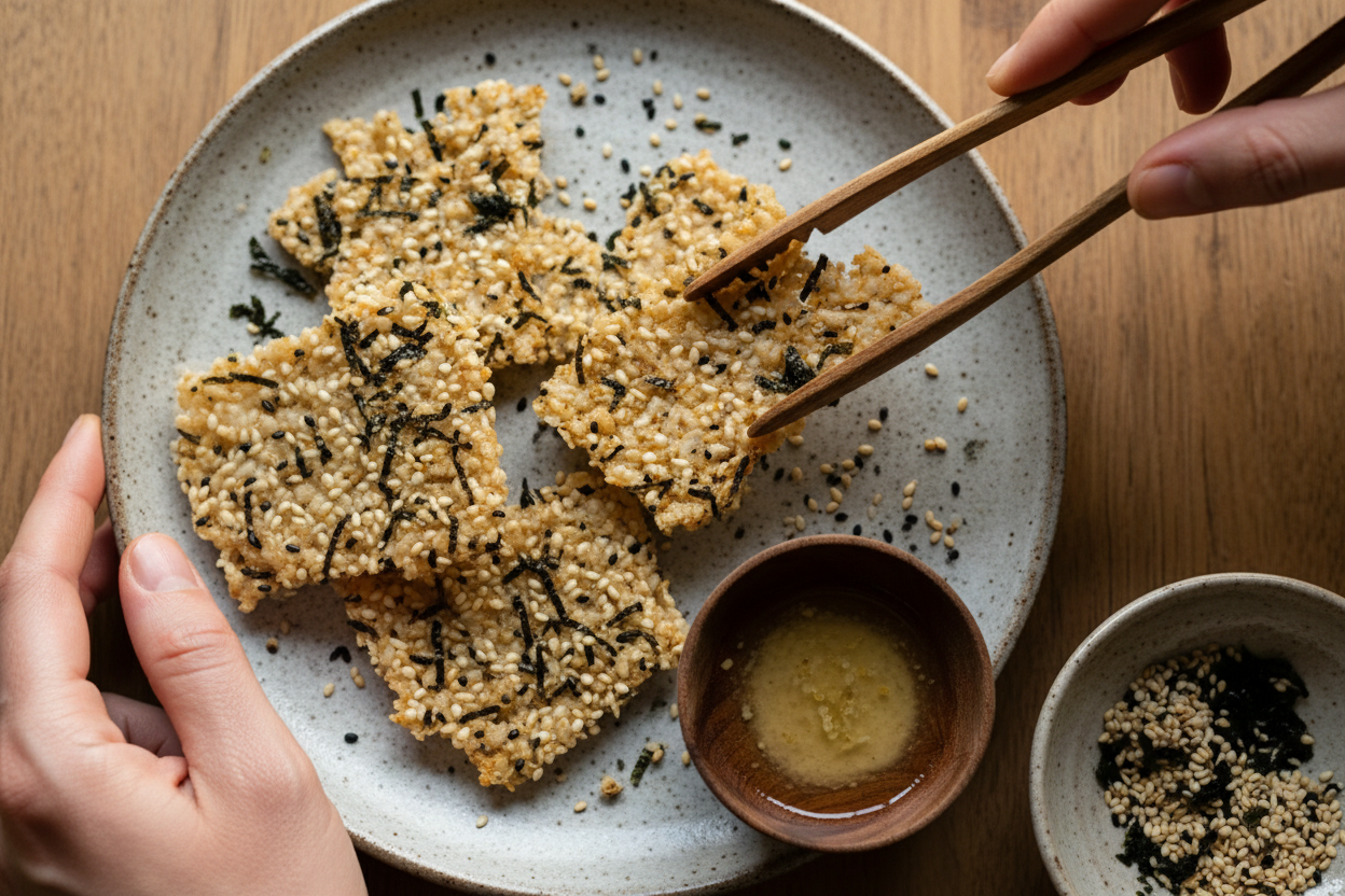 Seaweed Sesame Rice Crisps: Seaweed Sesame Rice Crisps Snack