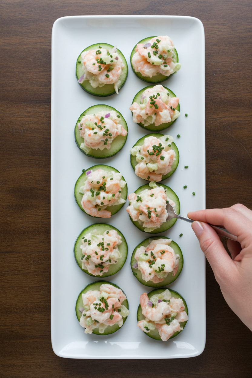 Shrimp Salad on Cucumber Slices