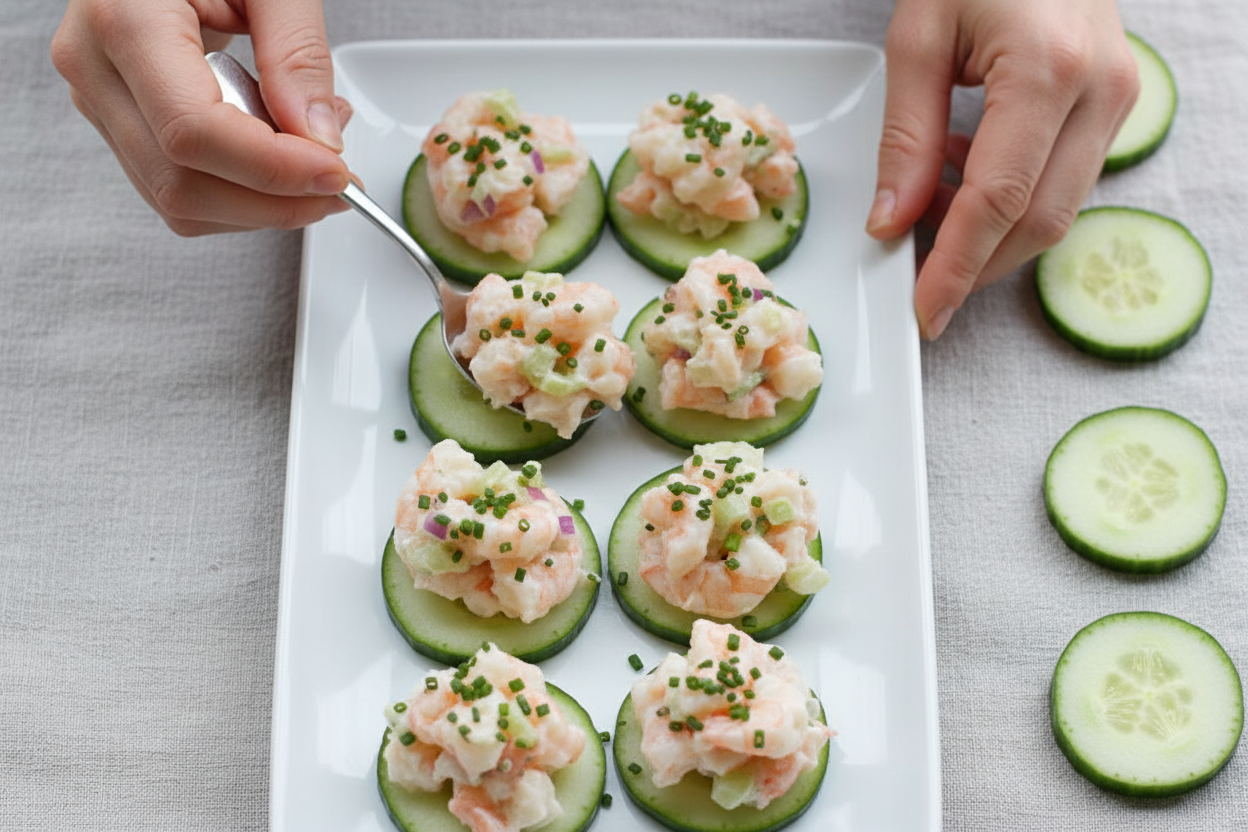 Shrimp Salad on Cucumber Slice Appetizers