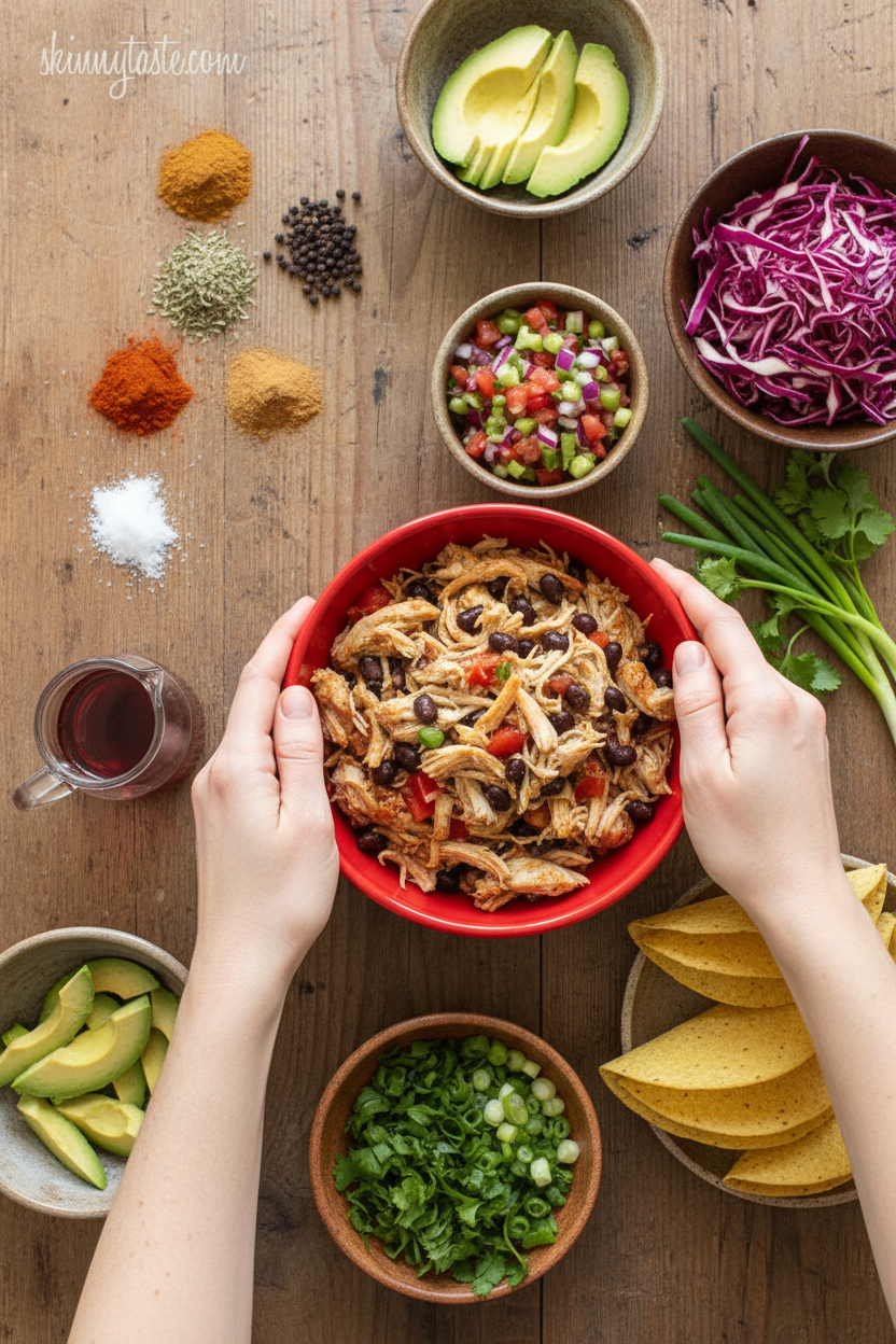 Slow Cooker Chicken Black Bean Tacos